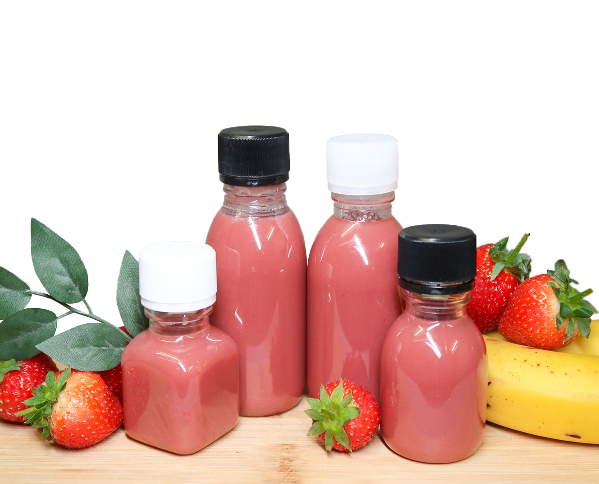 Light Coral Round Clear Juice Shot Bottle PET (Pack of 10) – Durable, Transparent Bottles for Fresh Juices