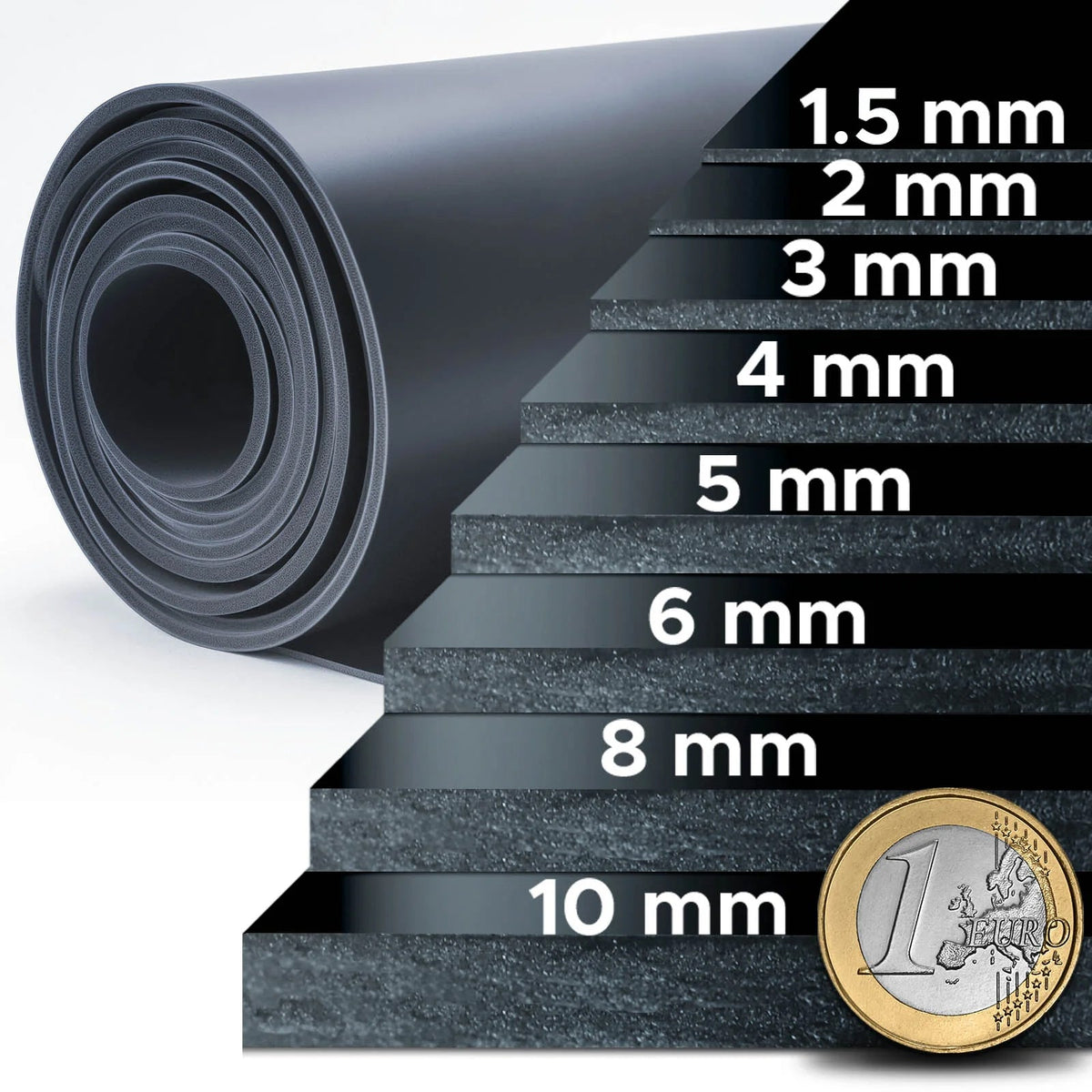 Dark Slate Gray Acoustic Soundproofing Rubber Sheet – Noise Reduction for Floors, Walls & Machinery | Thickness 1.5–25mm | Tested Performance Up to 96dB