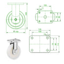 Beige 150mm Extra Heavy Duty Swivel, Fixed & Total Stop Braked Castor With Cast Nylon Wheel & Ball Bearing 800Kg Load Capacity