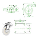 Beige 200mm Extra Heavy Duty Swivel, Fixed & Total Stop Braked Castor With Cast Nylon Wheel & Ball Bearing 1000Kg Load Capacity