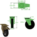 Dark Slate Gray 200mm Extra Heavy PRESSED STEEL Swivel, Fixed & Total Stop Swivel/Brake Castors Cast Iron Ball Bearing Bore