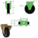 Beige 200mm Extra Heavy PRESSED STEEL Swivel, Fixed & Total Stop Swivel/Brake Castors Cast Iron Ball Bearing Bore