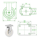 Beige 250mm Extra Heavy Duty Swivel, Fixed & Total Stop Braked Castor With Cast Nylon Wheel & Ball Bearing 1100kg Load Capacity