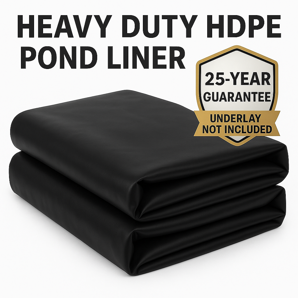 Black Industrial-Grade HDPE Pond Liner – 25-Year Guarantee | UV-Resistant, Tear-Proof, Waterproof Sheet
