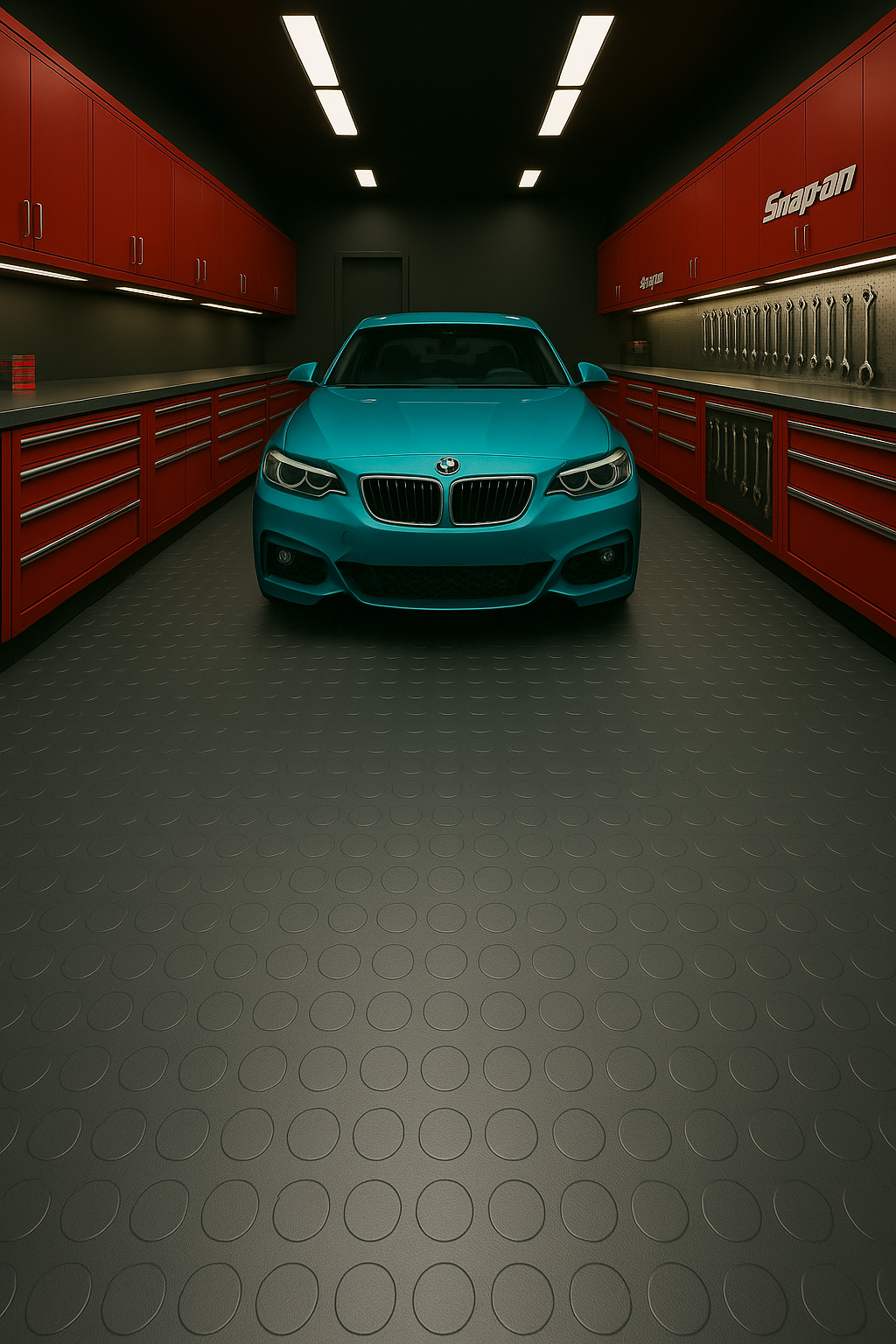 Dark Slate Gray Non-Slip Heavy Duty Rubber Flooring Roll – Studded Dot Penny Pattern 3mm–6mm Thick R11 Slip Rated, Oil Resistant