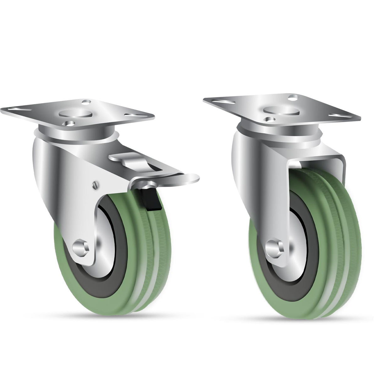 Light Slate Gray 75mm Light Duty Swivel & Total Stop Brake Grey Rubber Wheel 50kg Load Capacity