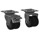 Dark Slate Gray 50mm Swivel & Braked Apparatus Castor with 4 Bolt Fitting & Twin Black Nylon Wheel 70kg Load Capacity