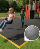 Dark Olive Green Heavy-Duty Interlocking Rubber Playground Mats – Black, 36" x 36" x 16mm – Non-Slip, Shock-Absorbing, Safety Flooring