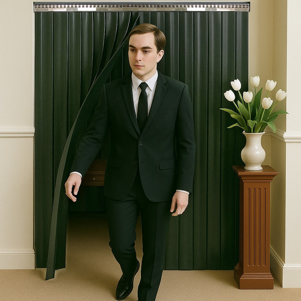 Tan Abattoir Blackout PVC Strip Curtains Solid Black (Hook-on)