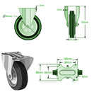 Dark Slate Gray 80mm Medium Duty Swivel, Fixed & Braked Casters Black Rubber Wheel 65kg Load Capacity