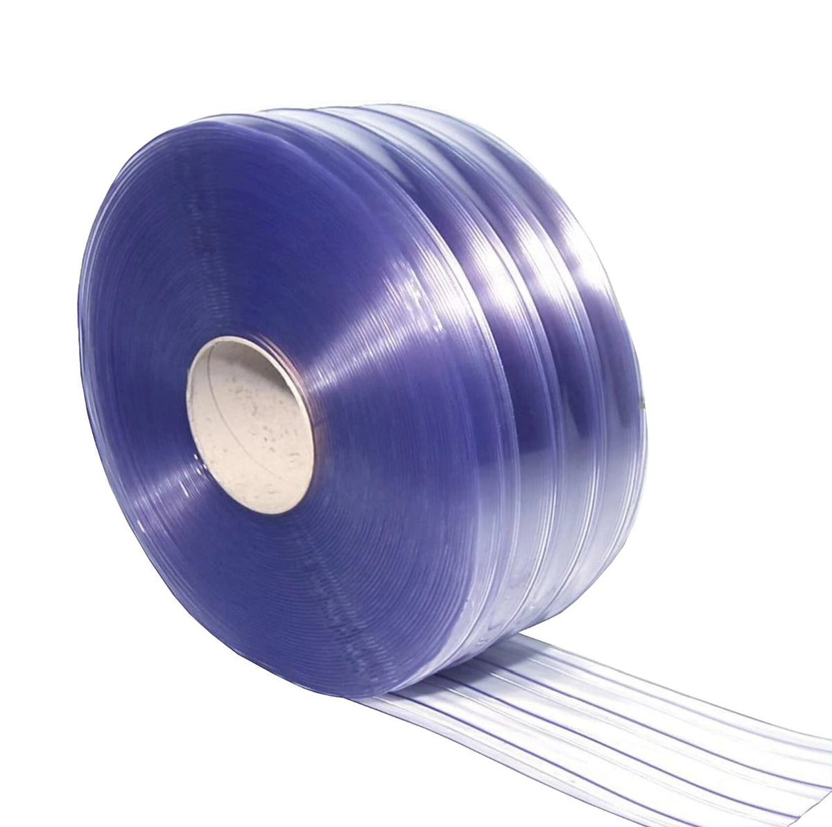 Dark Slate Blue Ribbed Clear PVC Strip Bulk Roll (50m)