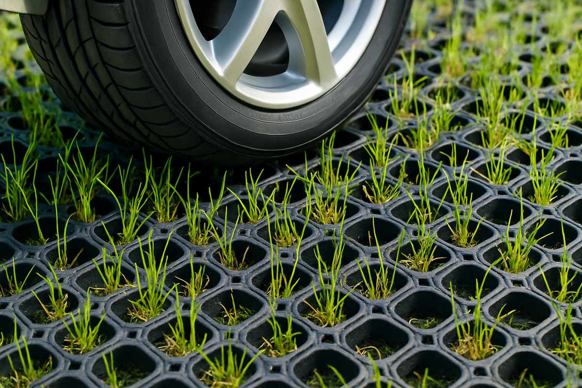 Black 10 Metre Premium Rubber Grass Mat Roll – Heavy-Duty, Non-Slip Outdoor Walkway Matting | EN1177 Safety Rated, Recycled Rubber, Easy Drainage