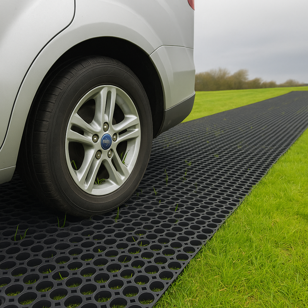 Dark Slate Gray 10 Metre Premium Rubber Grass Mat Roll – Heavy-Duty, Non-Slip Outdoor Walkway Matting | EN1177 Safety Rated, Recycled Rubber, Easy Drainage