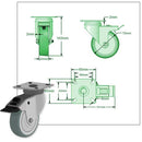 Light Gray 75mm Swivel, Fixed & Braked Apparatus Castor with 4 bolt Fitting Total Stop Brake & Grey Non Marking Wheel 50kg Load Capacity