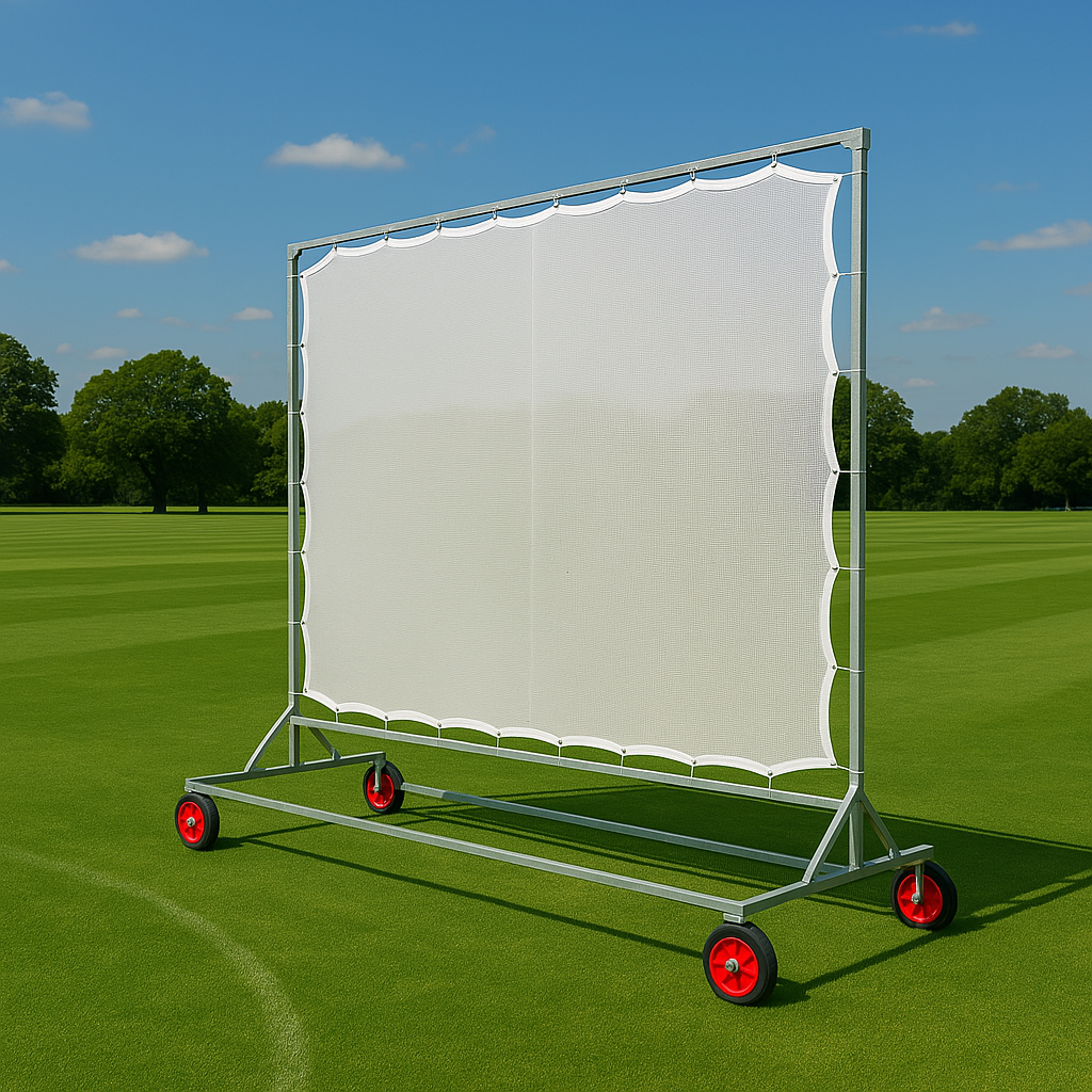 Dark Olive Green Premium Mobile Mesh Cricket Sight Screen Heavy-Duty Steel Frame 4.25m x 5m