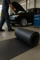 Black Non-Slip Diamond Tread Safety Flooring – Heavy-Duty Rubber Matting Linear Metre