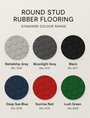 Dark Slate Gray Circular Stud Rubber Matting Roll – R11 Slip-Resistant Flooring for Industrial & Commercial Areas