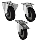 Light Gray 125mm Heavy Duty Swivel, Fixed & Braked Castors With Cast Iron & Ball Bearing Wheel