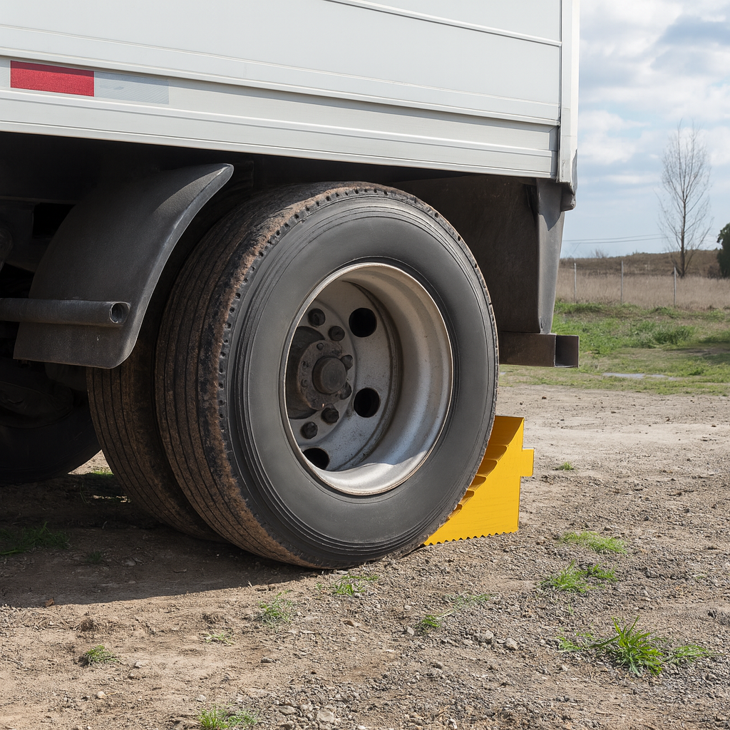 Heavy-Duty Solid Rubber Wheel Chock 1