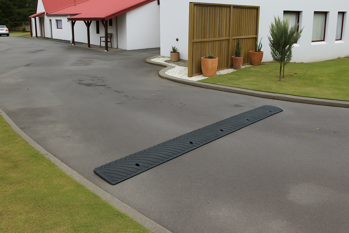 Dim Gray High-Visibility Plastic Rumble Strip – Pre-Drilled Polyurethane Traffic / Safety Strip (500 × 100 × 15 mm)