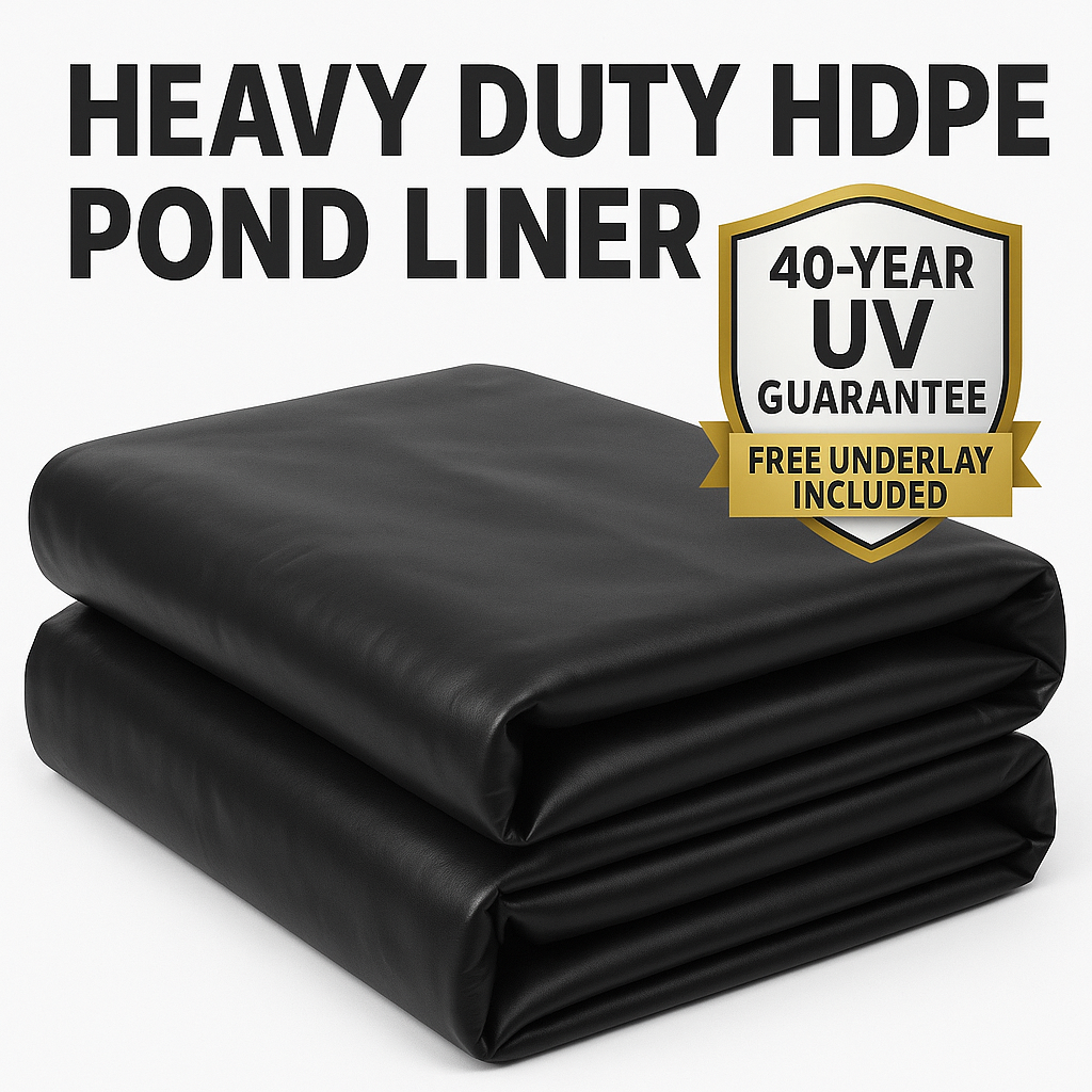 Dark Slate Gray Heavy Duty HDPE Pond Liner – 40-Year Guaranteed Waterproof Protection + Free Underlay – UV & Tear Resistant
