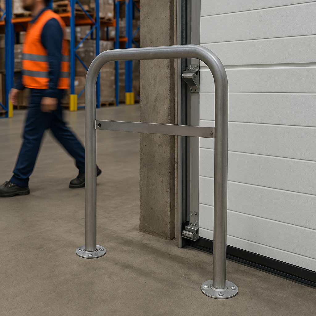 Dim Gray Heavy-Duty Stainless Steel Door Guard Stopper with Shock-Absorbing Rubber Protection – 48mm Diameter