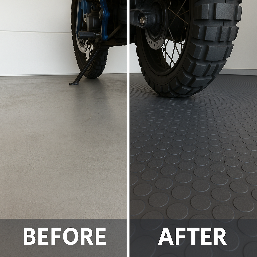 Dark Slate Gray Premium R11 Slip-Resistant Heavy Duty Garage Dot Rubber Flooring Custom Length Rolls Oil-Resistant & Outdoor Safe