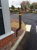 Dim Gray 1100 mm Cranked Safety Bollard – High-Impact Steel Offset Bollard for Vehicle & Structure Protectio