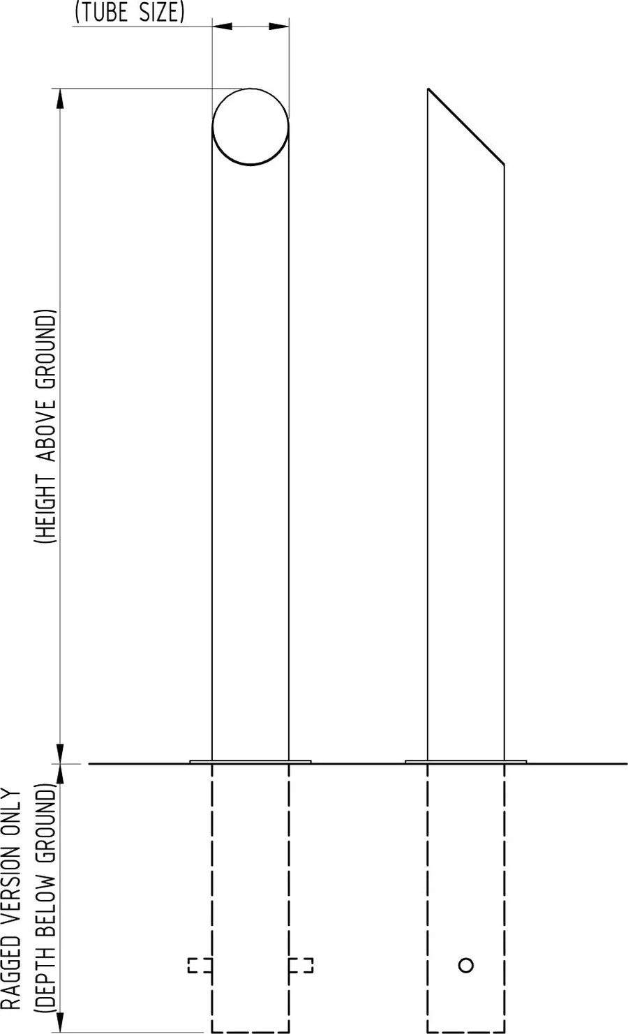 Black Mitre Top Bollard 1000mm Above Ground 60mm - 168mm Diameter Stainless Steel