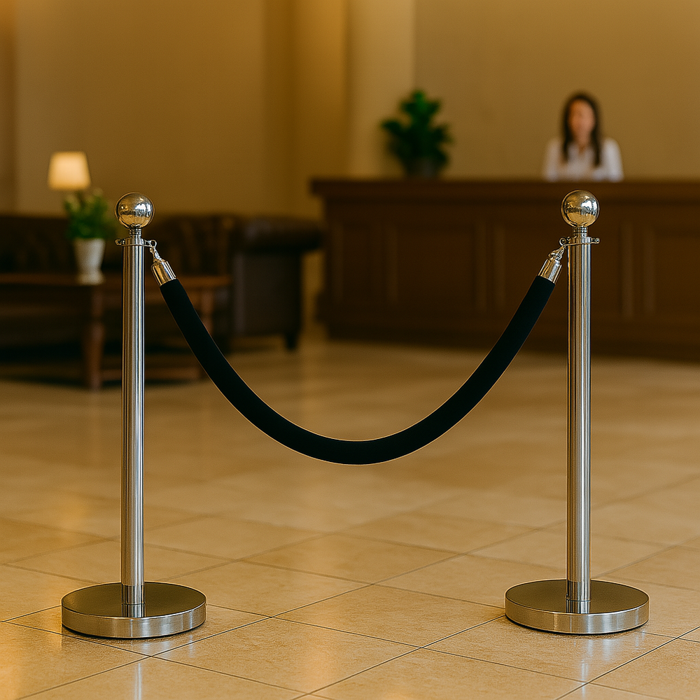 Premium Queue Control Velvet Rope Barrier 1