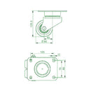 Dark Olive Green 80mm Ultra Heavy Duty Swivel Castors With Twin Polyurethane Wheel & Ball Bearing