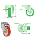 Light Gray 80mm Heavy Duty Bolt Hole Braked Swivel & Braked Castors Red Polyurethane Wheel Roller Bearing 150Kg Load Capacity