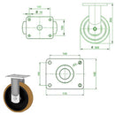 Dark Slate Gray 300mm Ultra Heavy Duty Swivel Fixed & Total Stop Braked Castor With 4 Bolt Fixing Plate 2000kg Load Capacity