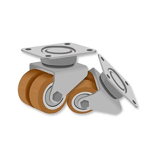 Gray 80mm Ultra Heavy Duty Swivel Castors With Twin Polyurethane Wheel & Ball Bearing