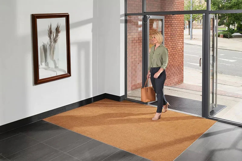 Gray Coir Entrance Matting Roll – Natural Coconut 17mm – 1m or 2m Wide – Cut to Size – Indoor/Outdoor Mat with PVC Backing