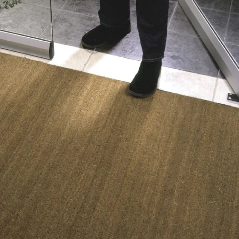 Dim Gray Coir Entrance Matting Roll – Natural Coconut 17mm – 1m or 2m Wide – Cut to Size – Indoor/Outdoor Mat with PVC Backing