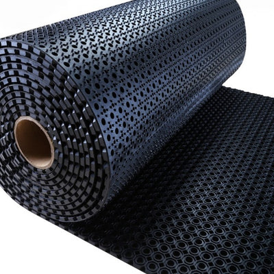 Black 10 Metre Premium Rubber Grass Mat Roll – Heavy-Duty, Non-Slip Outdoor Walkway Matting | EN1177 Safety Rated, Recycled Rubber, Easy Drainage