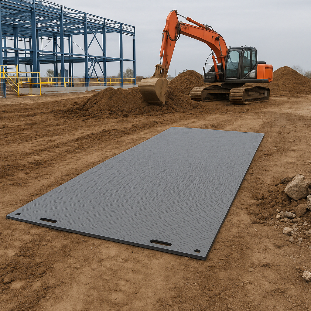 Dim Gray High-Strength DeckTuff™ Access Mat Non-Slip, 20 Tonne Capacity Ideal for Groundworks Utilities