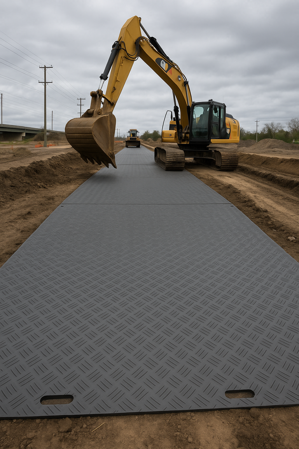 Dim Gray High-Strength DeckTuff™ Access Mat Non-Slip, 20 Tonne Capacity Ideal for Groundworks Utilities