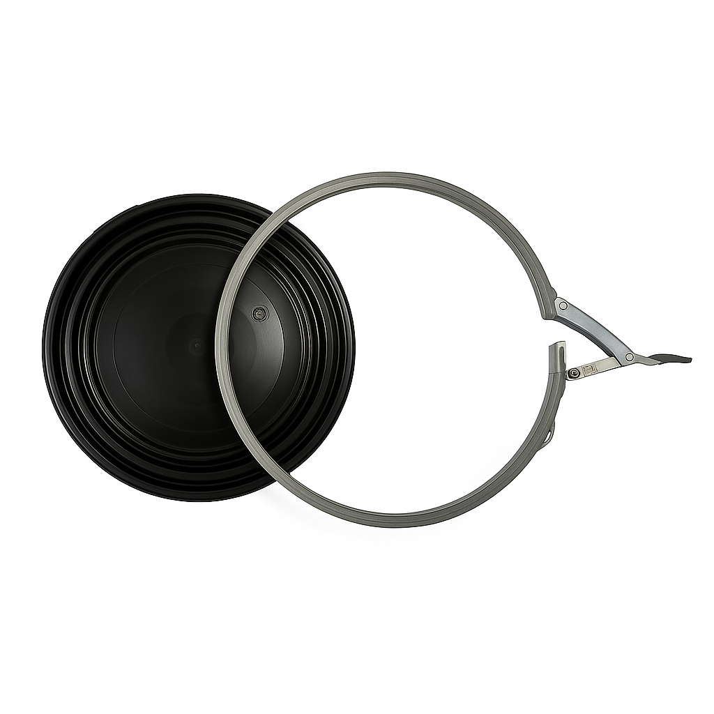 Black 30 Litre Blue UN Approved Plastic Pail with Lever Ring Closure and Black Lid – Heavy-Duty Storage Container