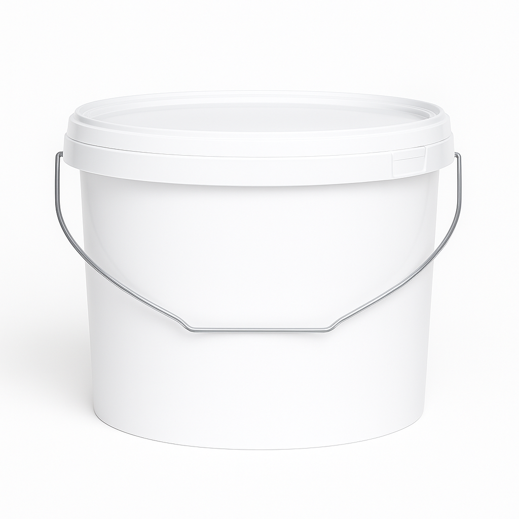 White Smoke 6 Litre Oval White Plastic Buckets/Pails with Secure Lid – Food Grade & Durable