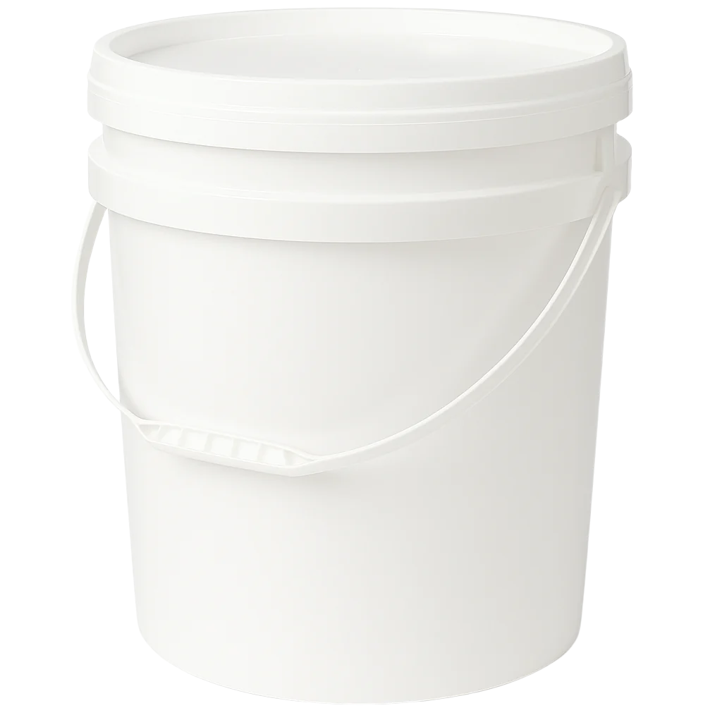 White Smoke White Heavyweight Plastic Pail – Durable Bucket with Sturdy Handle for Multi-Purpose Use
