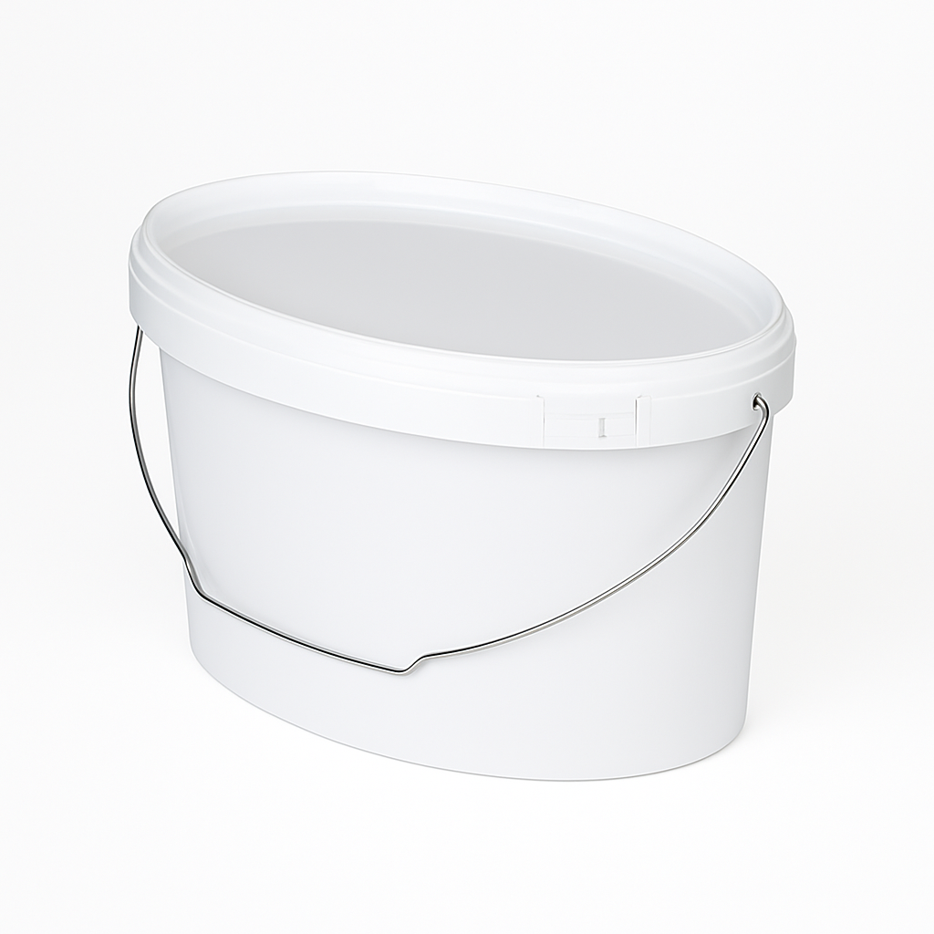 White Smoke 6 Litre Oval White Plastic Buckets/Pails with Secure Lid – Food Grade & Durable