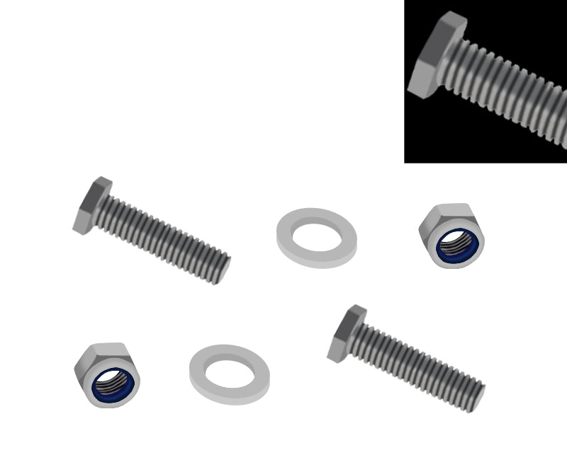 Dark Slate Gray M8 X 20mm Bolt, Nylock & Washer (SET of 16)