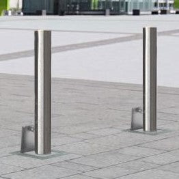 Gray Removable Stainless Steel Security Bollard – 1000 mm Above Ground (Ø 60-204 mm) with Lockable Ground Socket