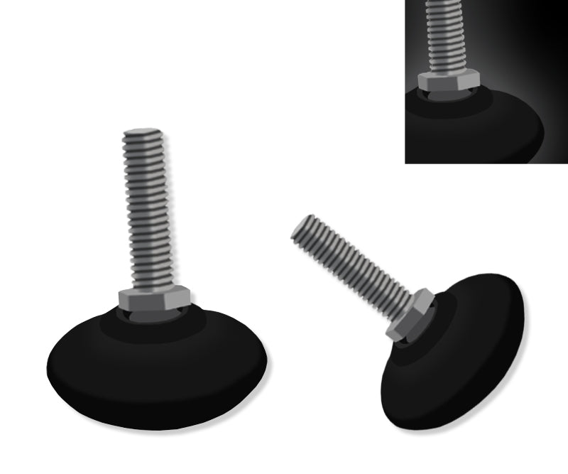 Black 50mm Adjustable Glide M10 x 50mm - Black Polypropolyne