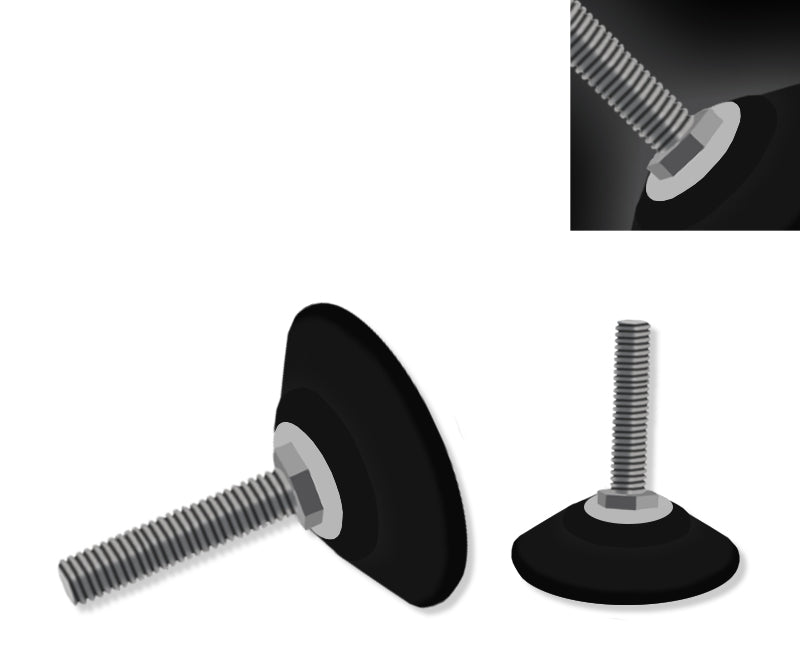 Gray 50mm Rigid Foot M12 X 45mm - Black Polypropolyne