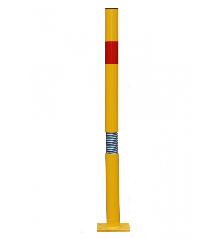 Goldenrod Yellow & Red Bendy Bolt Down Tall Static Parking Post