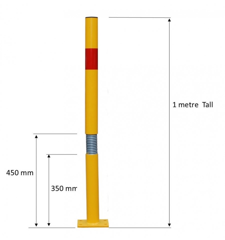 Goldenrod Yellow & Red Bendy Bolt Down Tall Static Parking Post