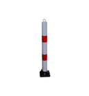 Dark Gray Red & White Fold-Down Parking Post with Built-In Lock & Eyelet – 900 mm Steel Bollard